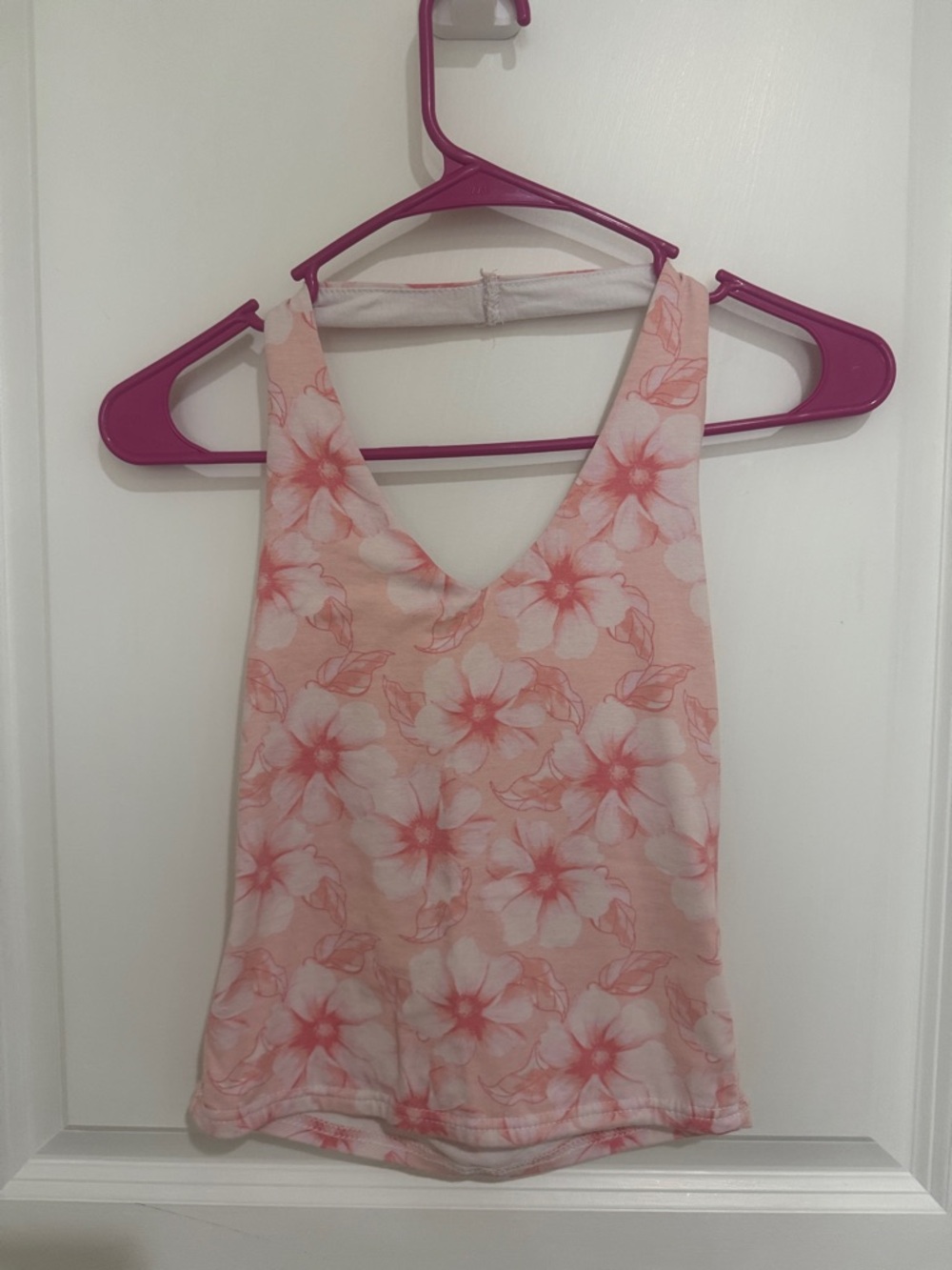 Floral V-Neck Tank Top - Pink